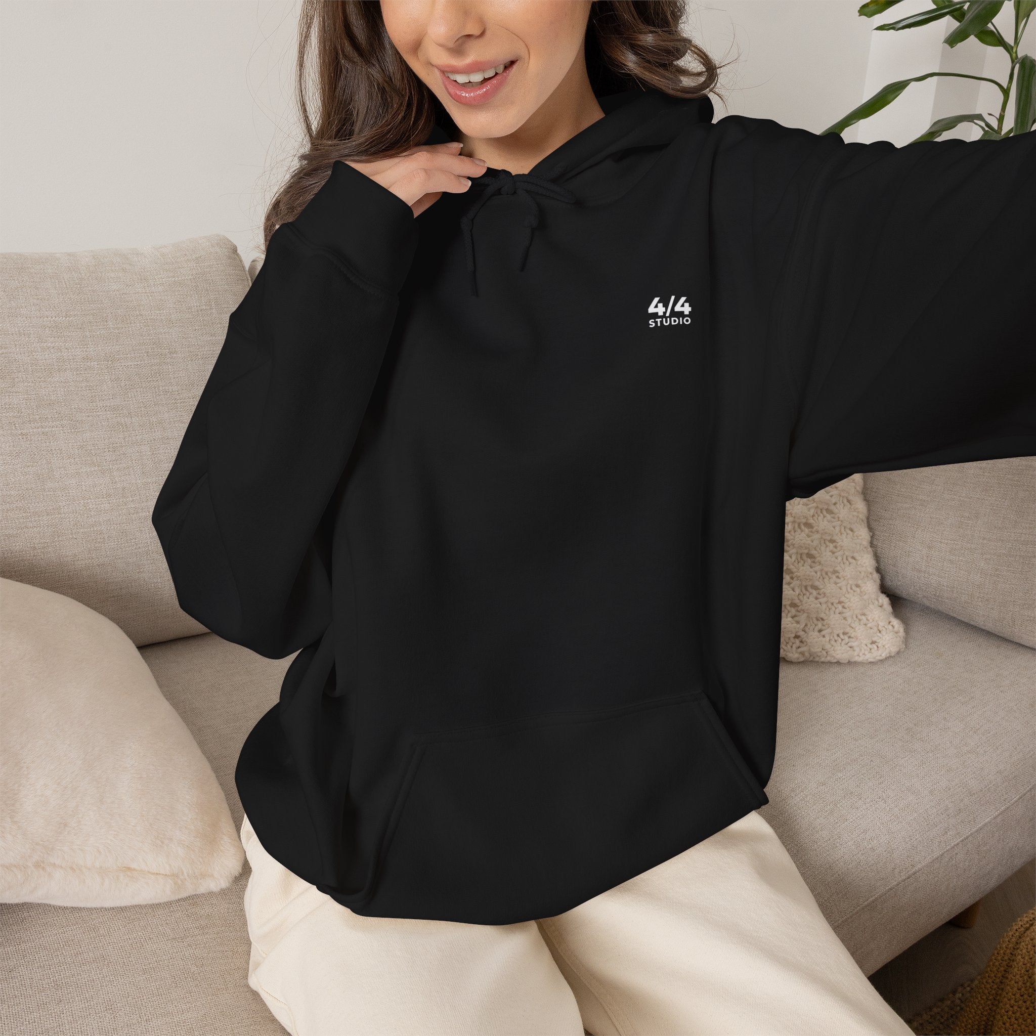 Unisex Drummer Silhouette Hoodie — Black